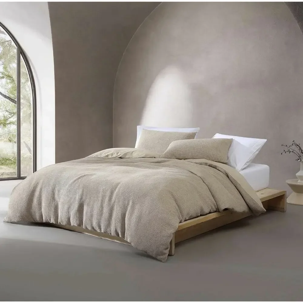 Calvin Klein 3-piece Queen Microwaffle Beige Duvet Cover set modern Cp. @160